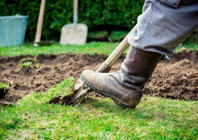 Man White Shovel Doing Landscape Design